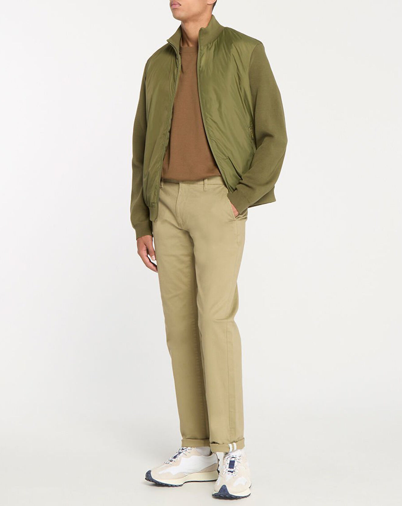 Galeries Lafayette Blouson bi-matière Mamix kaki foncé