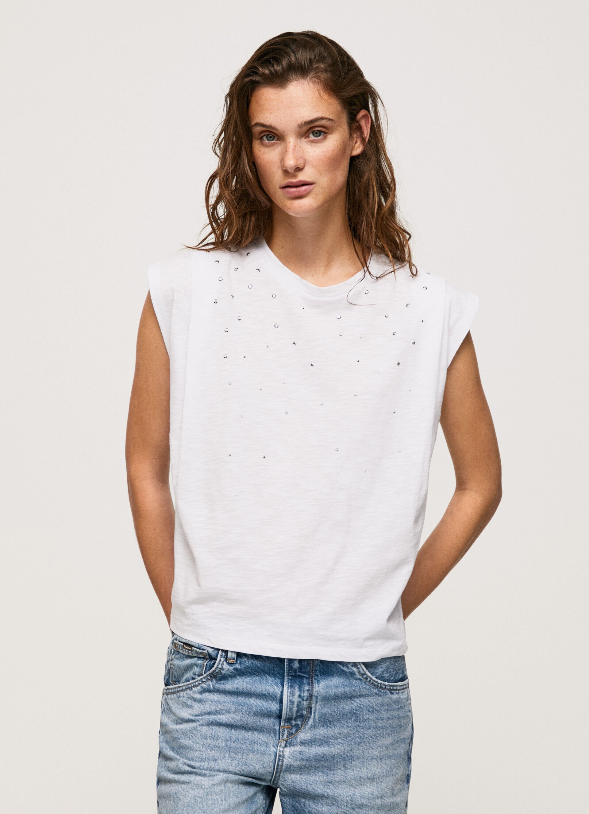 CAMISETA DE MANGA MESCLADA - branca