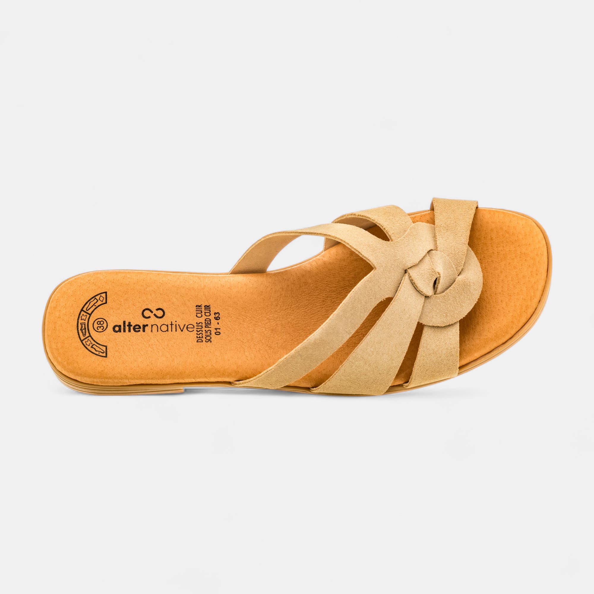Mules Femme en cuir beige