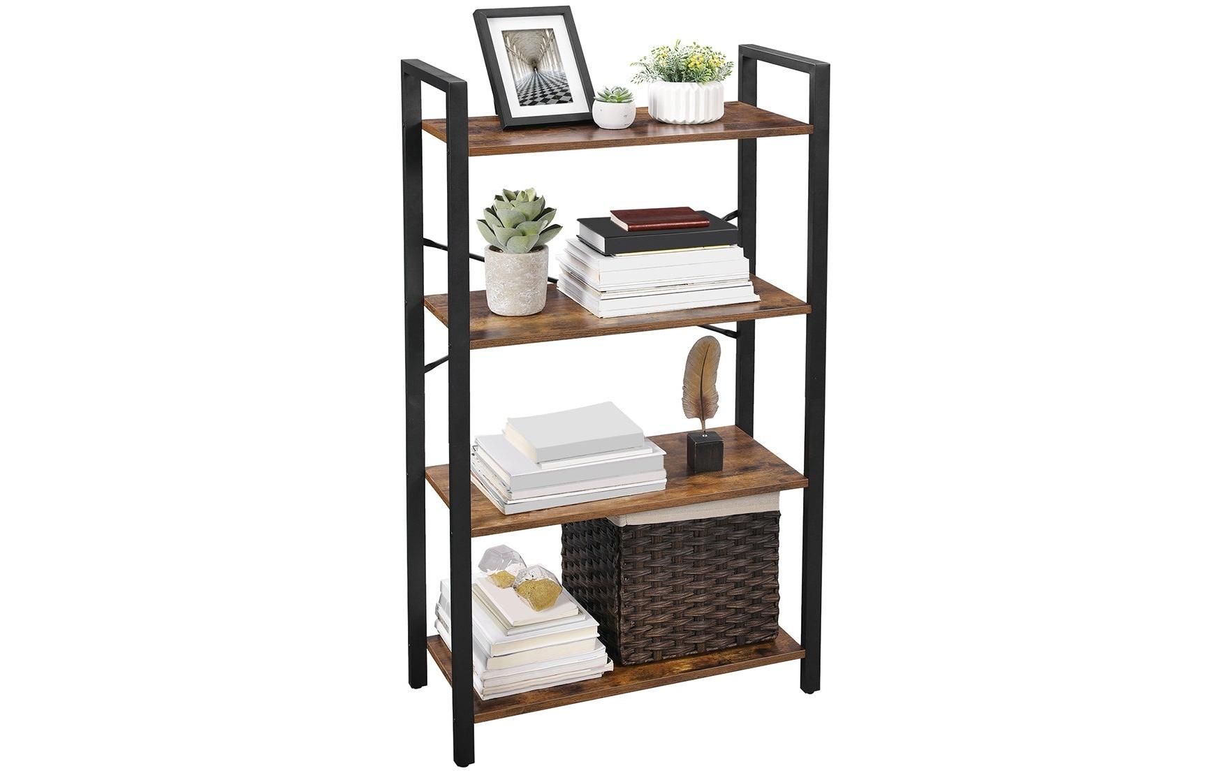 Regal mit 4 Ebenen 66 x 120 cm, Braun/SchwarzBücherregal aus Holz