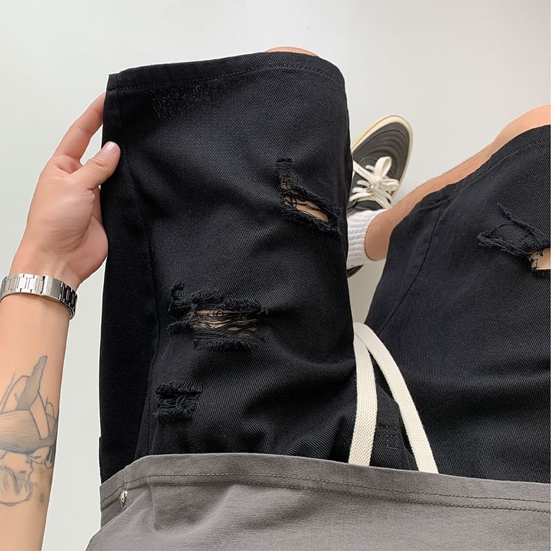 emeisa - Denim shorts met trekkoord in de taille en wijde pijpen
