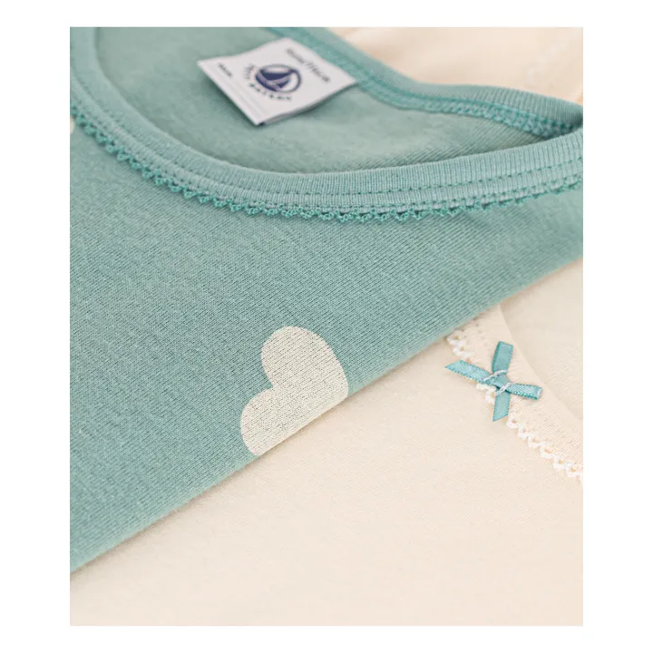 Petit Bateau Lot 2 T-shirts Cœurs | Sauge