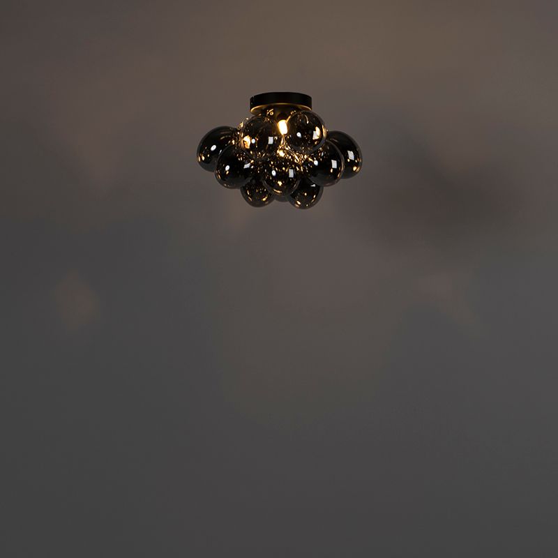 Smart plafondlamp zwart met smoke glas 3-lichts incl. 3 Wifi G9 - Uvas