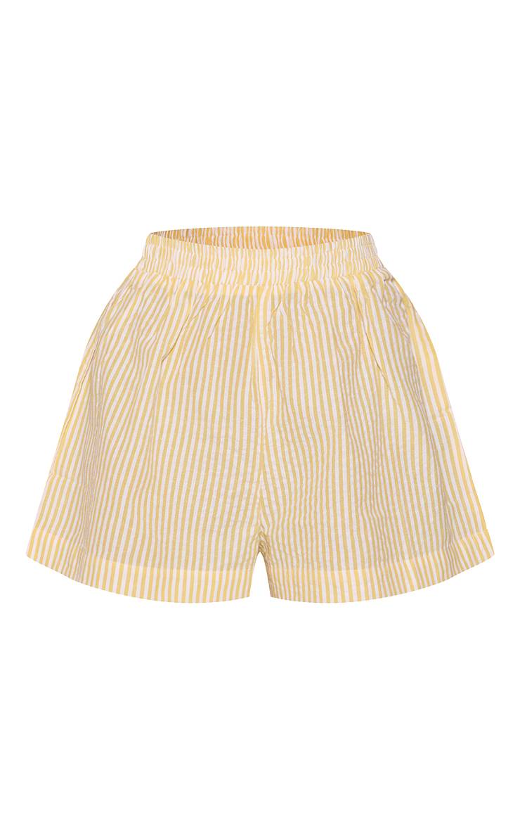 Jaune Short Style Boxer En Coton Texturé À Rayures