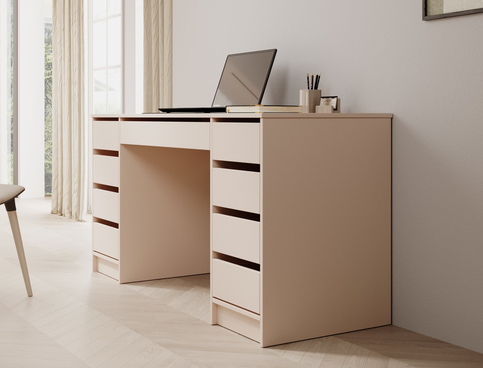 Meubella - Bureau Avio 2 - Beige - 154 cm