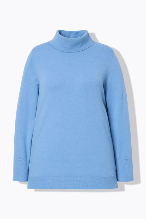 Rollkragenpullover, breite Rippbündchen, Langarm