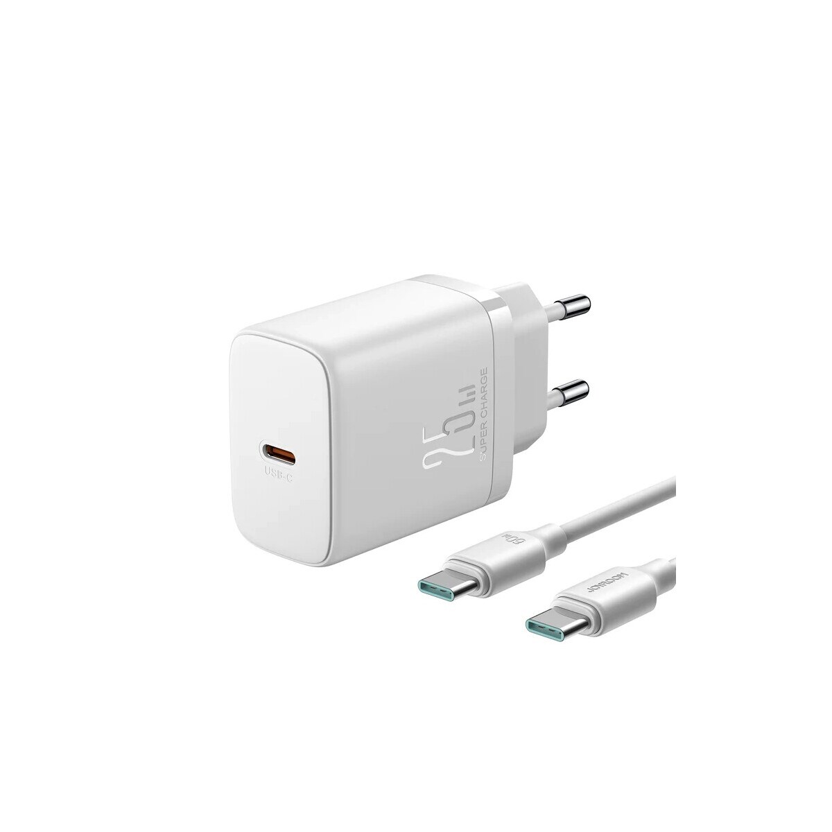 Schnellladegerät mit einer Leistung von bis zu 25 W + USB-C / USB-C