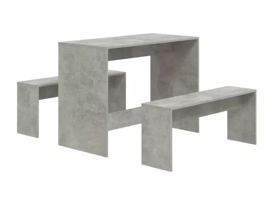 Ensemble à manger 3 pcs Gris béton Bois d'ingénierie