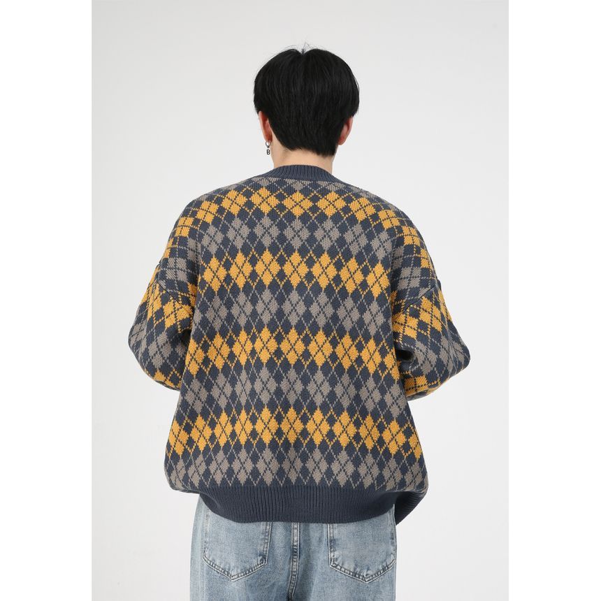 FAERIS - V-hals Argyle-vest met knoopjes
