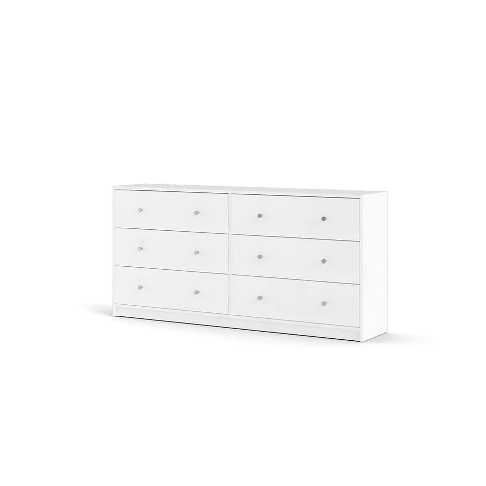 Hioshop Maria kommode breed met 6 lades- wit