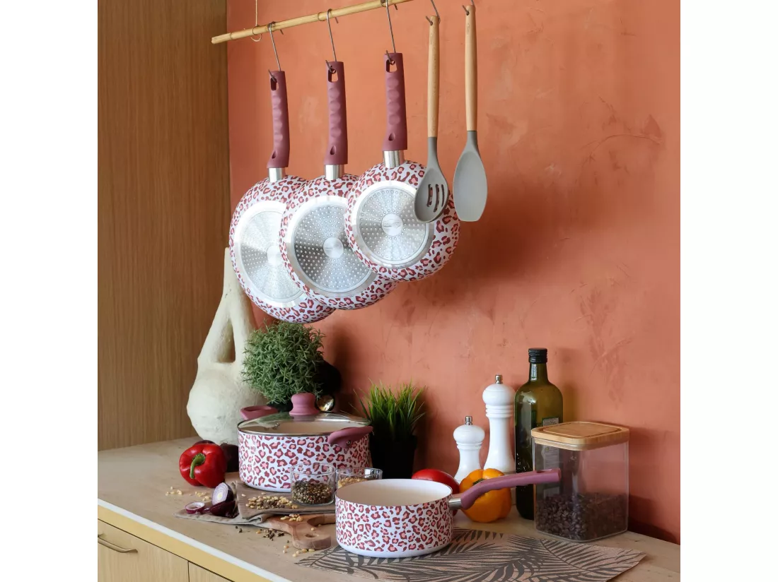 Menastyl - Poele Leopard 24cm En Aluminium Recycle Rose