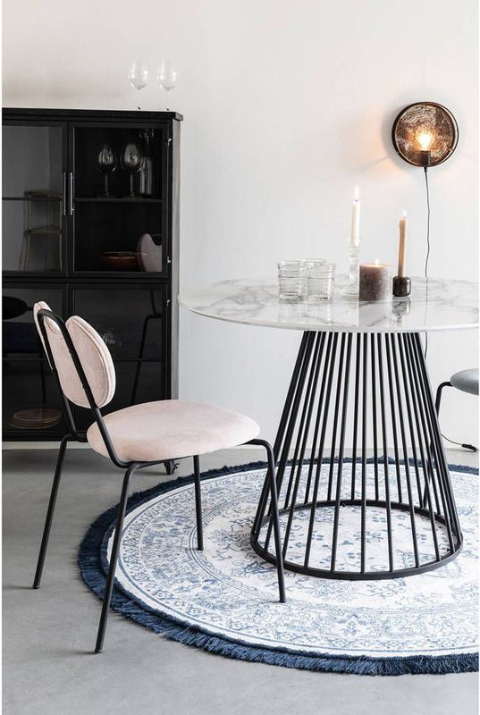 Feliz Lifestyle Floris Eettafel Marmerlook Rond 110 cm Zwart/ Wit
