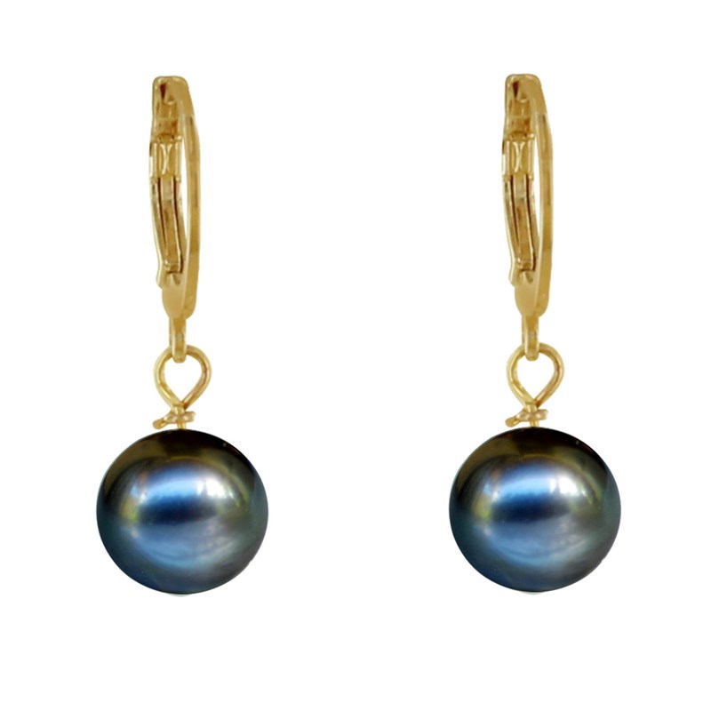 Boucles d'Oreilles Mini Créoles Plaqué Or et Perle de Culture
