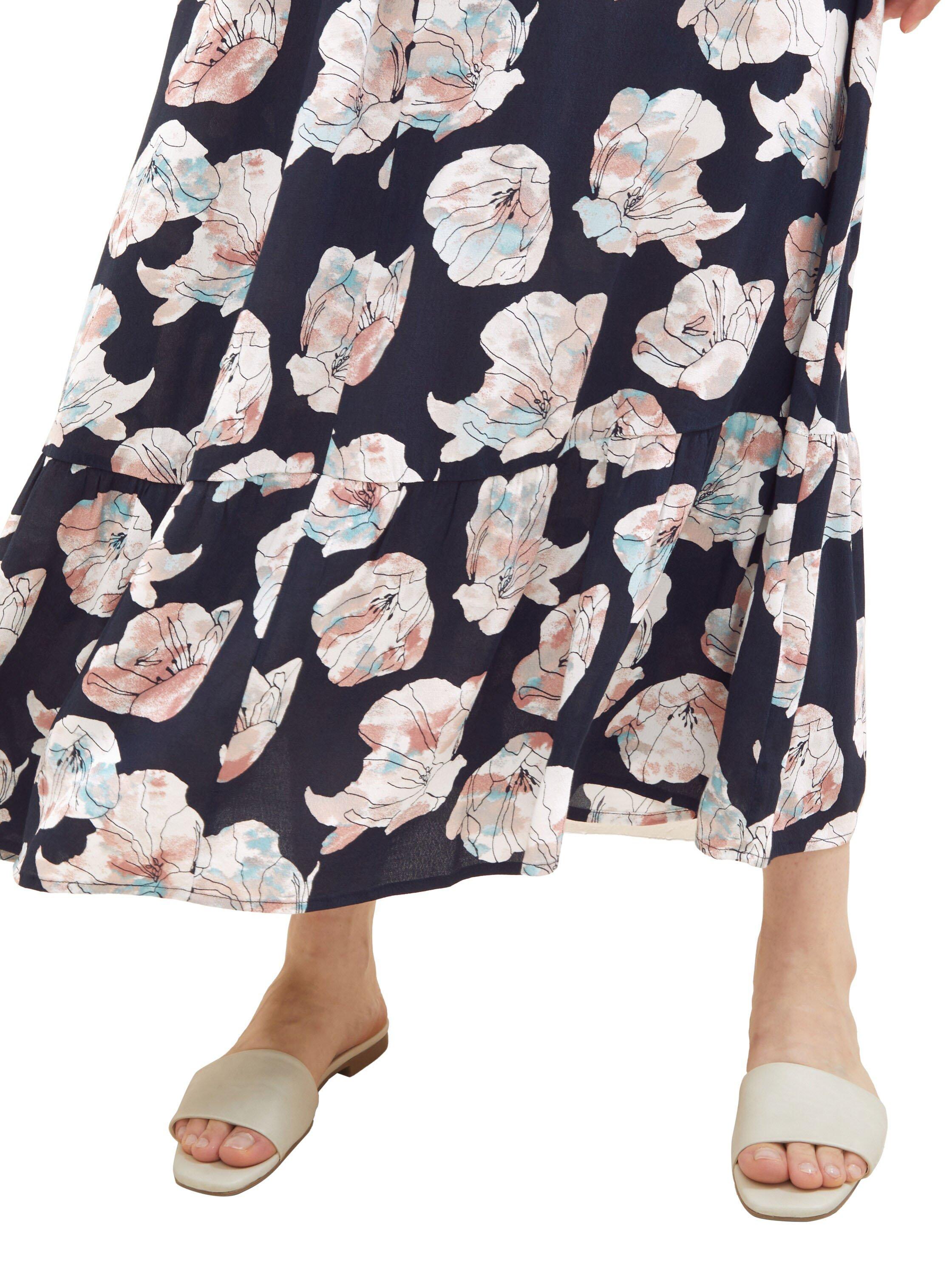 Maxikleid mit Blumenprint und Taillenschnürung