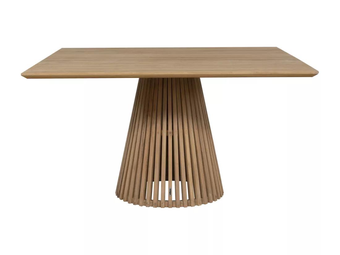 Salle à manger de jardin en teck : 1 table L.135 cm + 4 fauteuils - Naturel clair - TRIANI de MYLIA