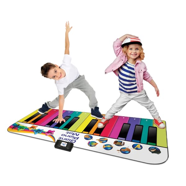 XXL dansemattepiano - 180 cm interaktiv lekematte med 8 instrumentlyder og opptaksfunksjon