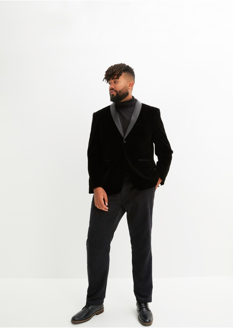 Blazer en velours avec passepoil en satin