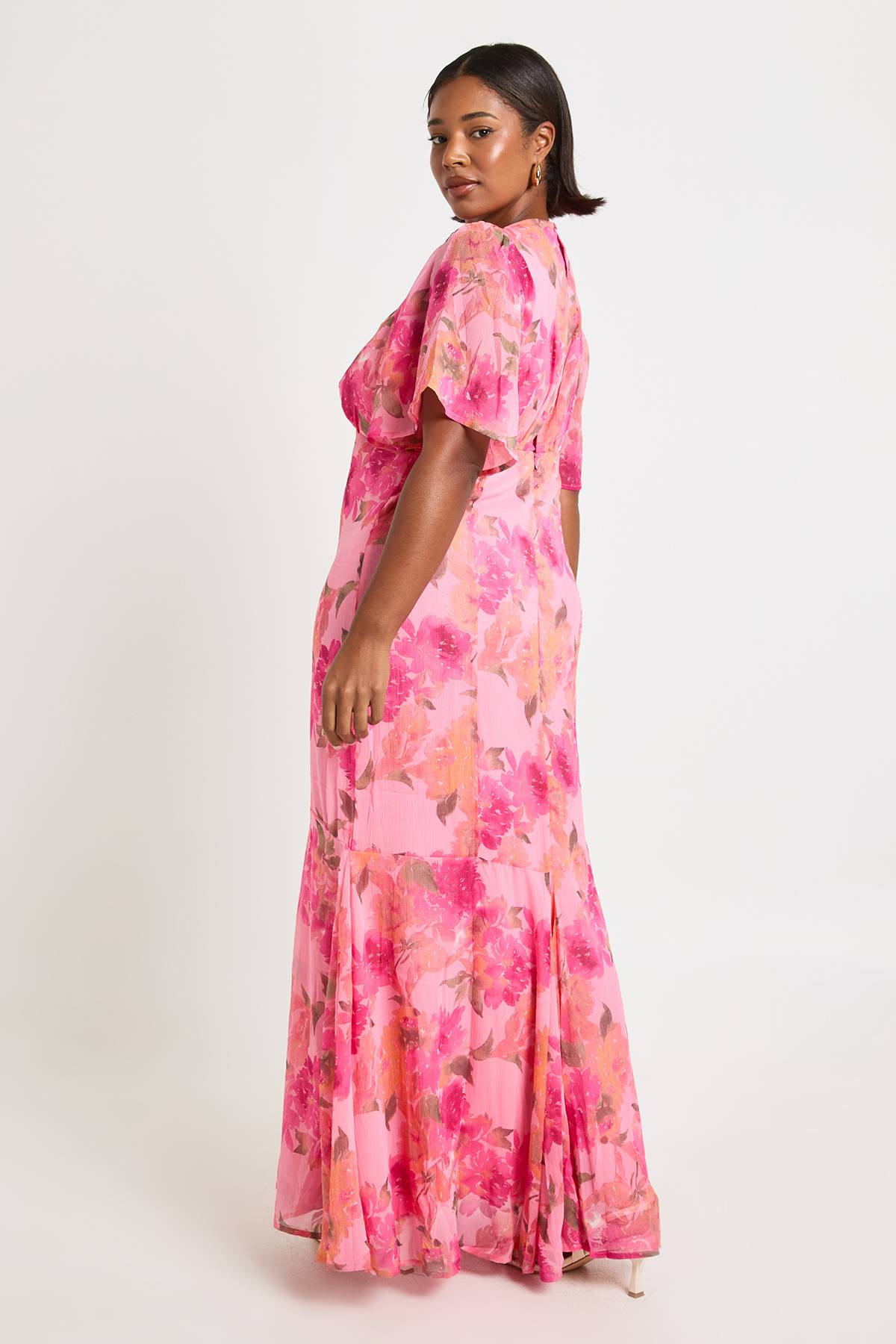 boohoo Robe Maxi à Ourlet Godet Floral Grande Taille