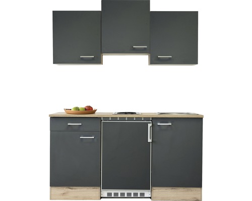 Flex Well enkele keuken met apparatuur Tiago 150,5 cm basaltgrijs mat gedemonteerd omkeerbaar uitvoering 00011825
