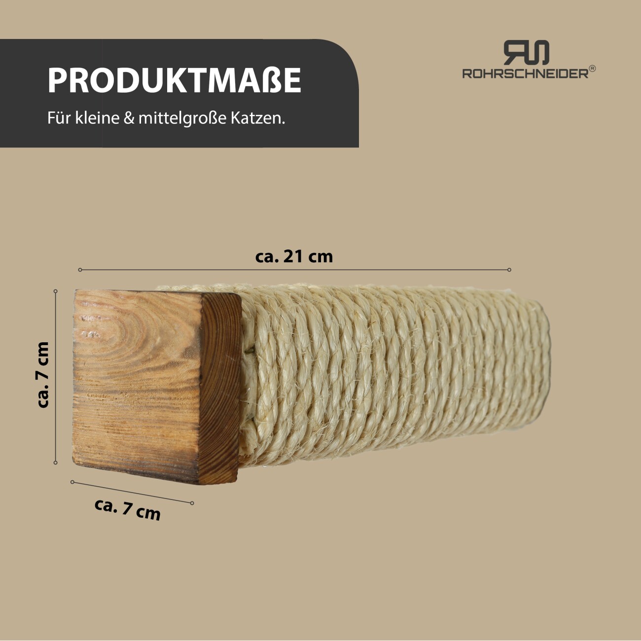 Rohrschneider ® Katzentreppe, Wandelement für Katzen mit starkem Sisalseil, 4-er Set sandbraun