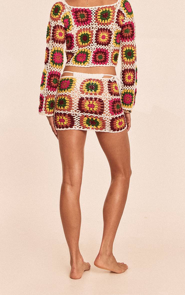 Multicolore Mini Jupe En Tricot Crochet Petite