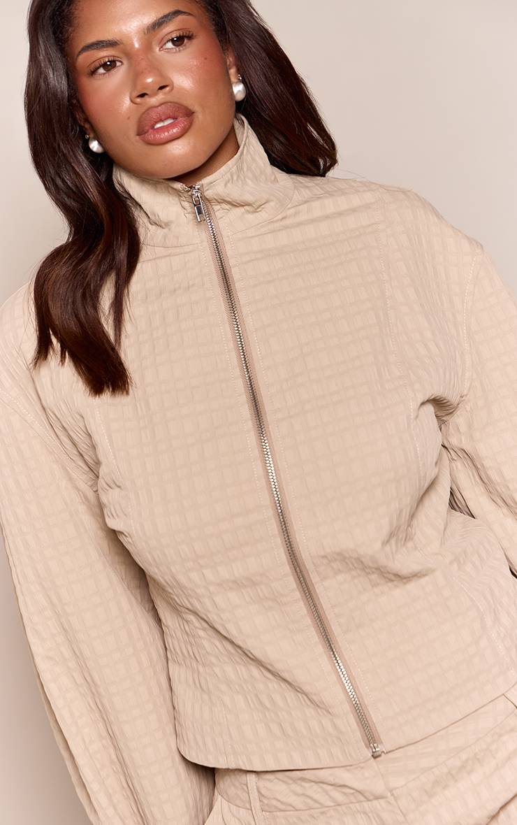 Gris Pierre Ensemble Veste Cintrée À Col Montant Et Taille Marquée En Tissu Texturé Shape