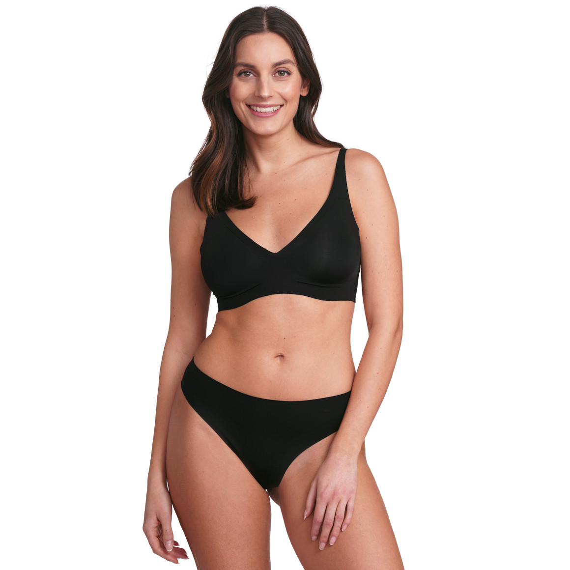 Gina Benotti Damen Seamless-Bustier aus glatter Mikrofaser schwarz