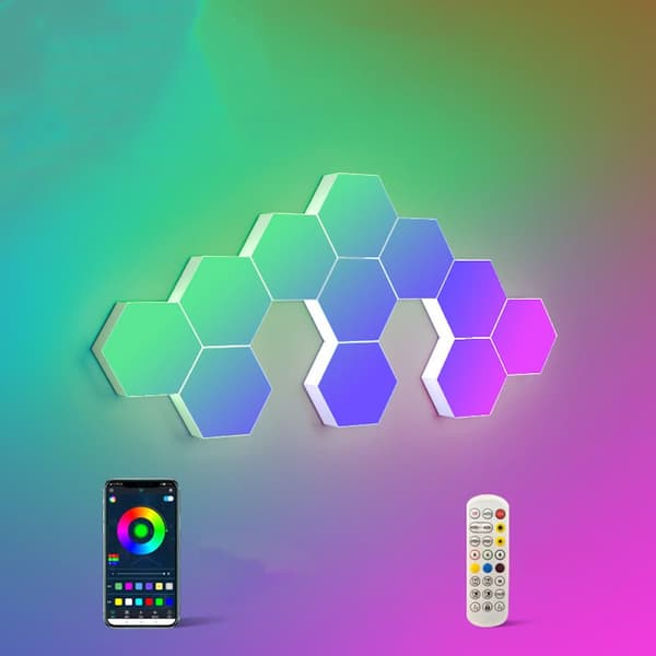 Hexagon LED Lys plater med fjernkontroll