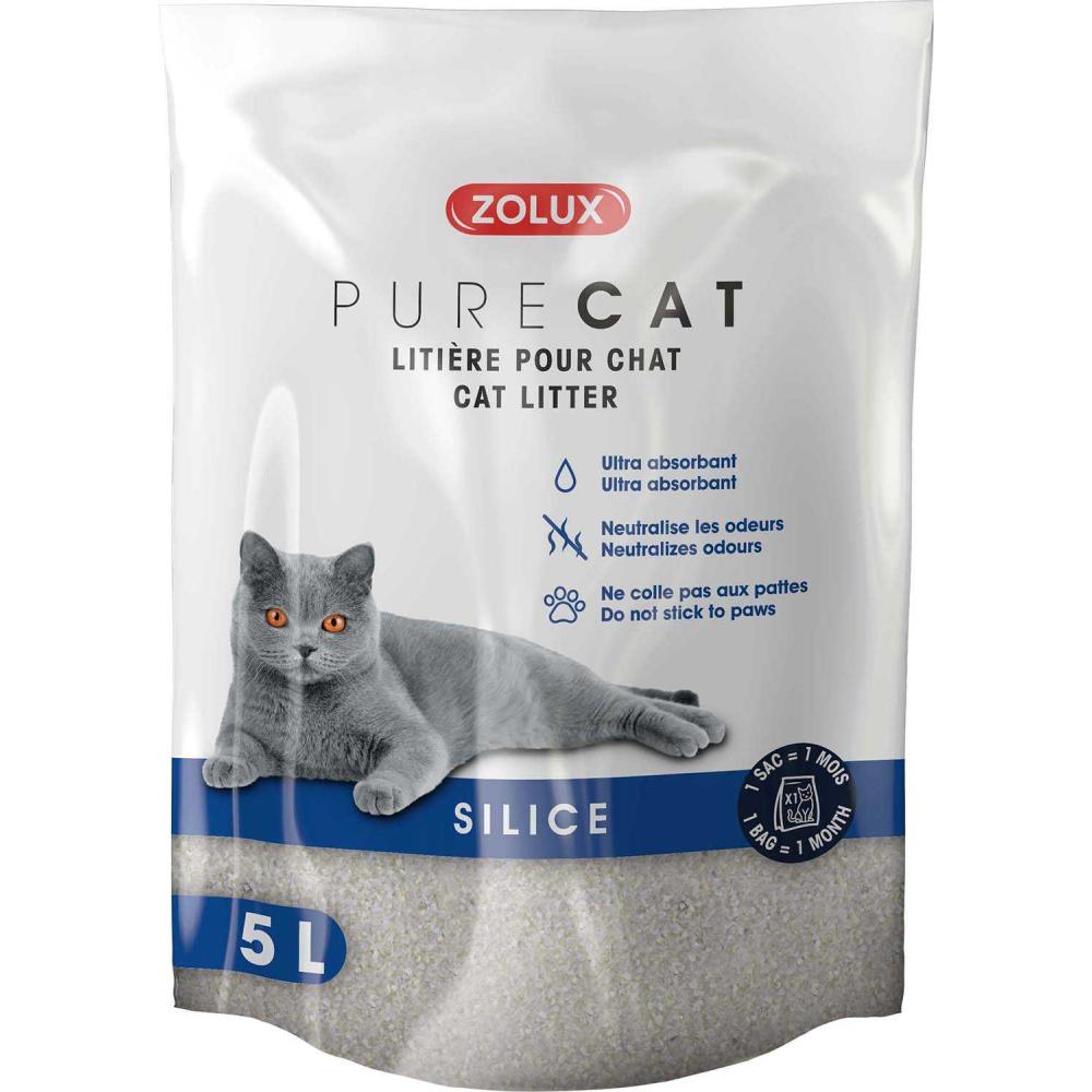 Litière silice nature purecat 5 litres