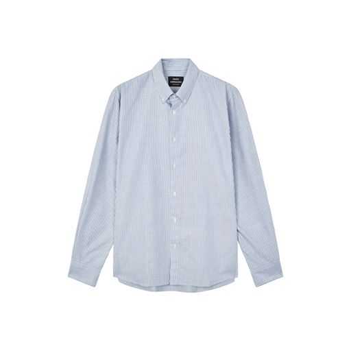 Mads Nørgaard Cotton Oxford Sune Stripe Skjorte, White/Midnight Navy, XL