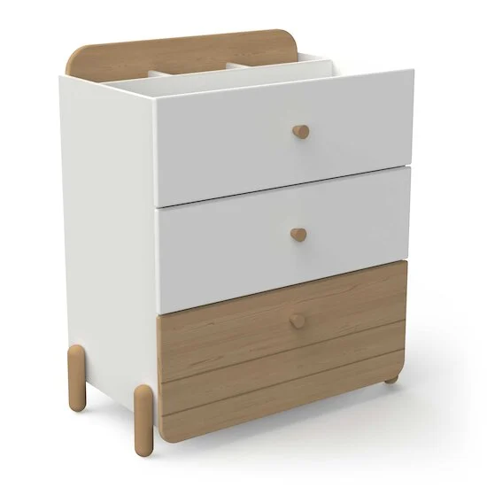 Edaj Commode 3 Tiroirs   Blanc Chêne        de               CBA Meubles