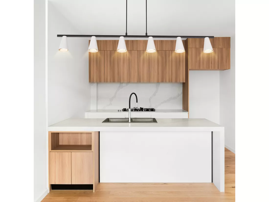 NETTLIFE Suspension table à manger lampe suspendue 6 ampoules - lampe de table à manger suspendue blanc moderne noir GU10 métal