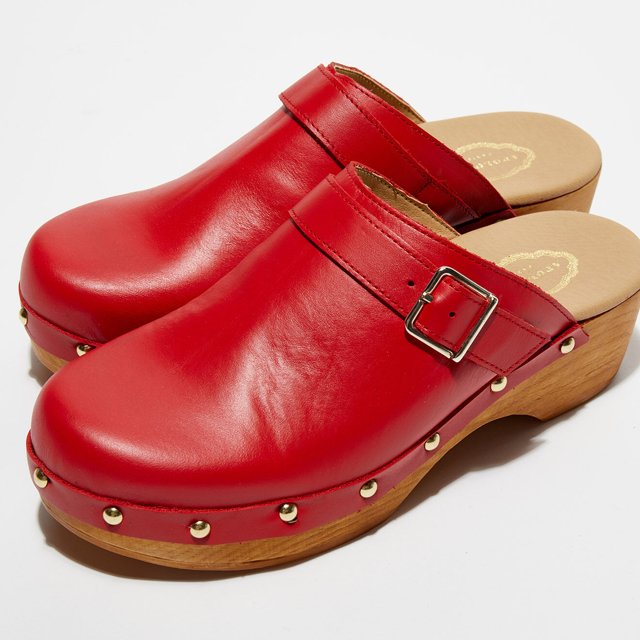 Apologie Studio Sabots en Cuir Lea rouge - Talon 5 cm