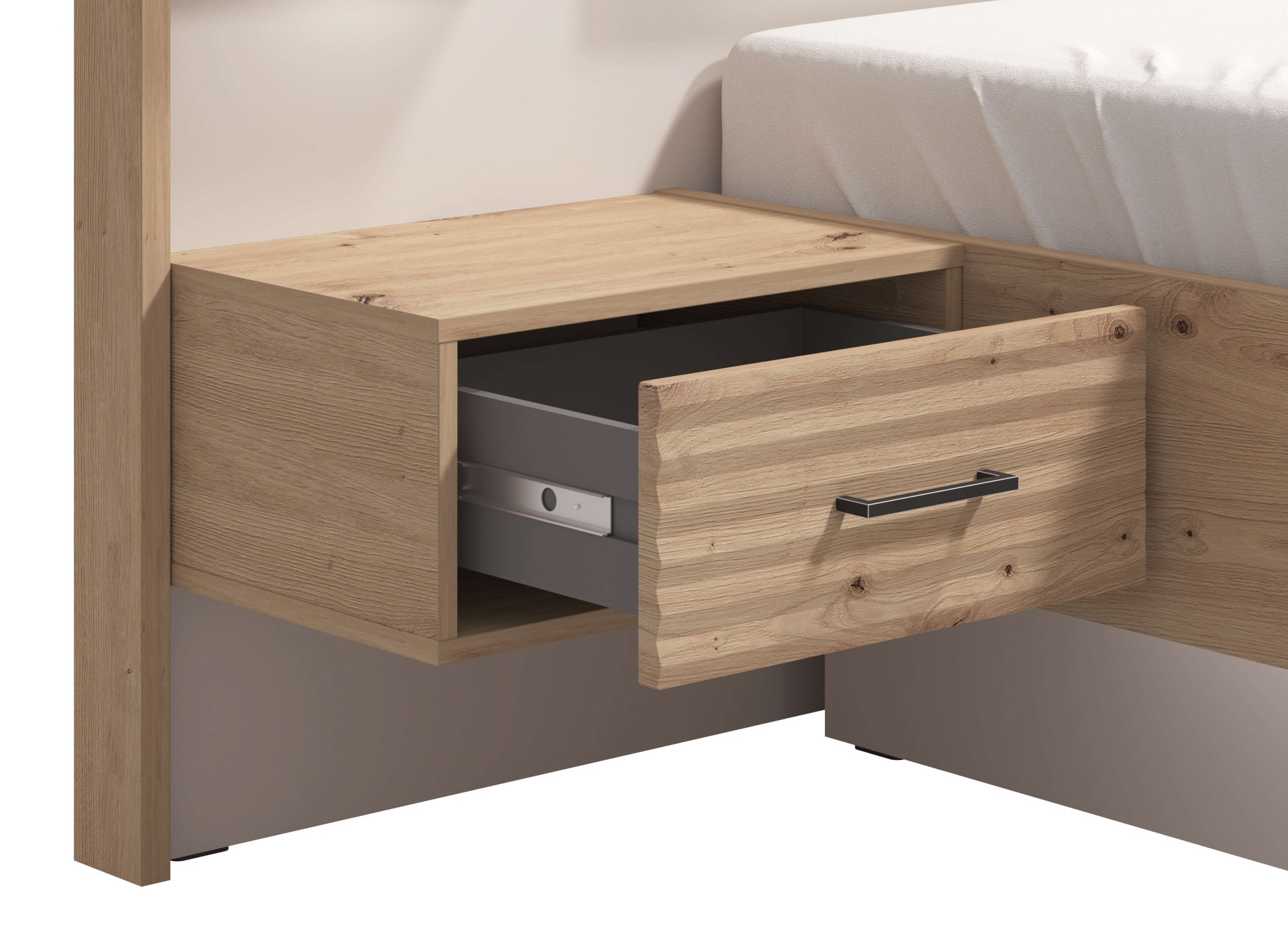 INOSIGN Bettgestell »Modena Liegefläche 160x200cm, FSC-zertifizierter Holzwerkstoff« 3-tlg., Bett und 2 Wandpaneele mit Nachtkommoden,  Bettanlage, mit teilgepolstertem Kopfteil