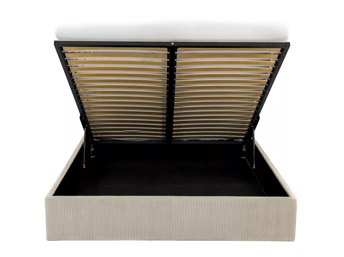 Sommier coffre 160 x 200 cm en velours côtelé - Crème - PONTOS II de YSMÉE