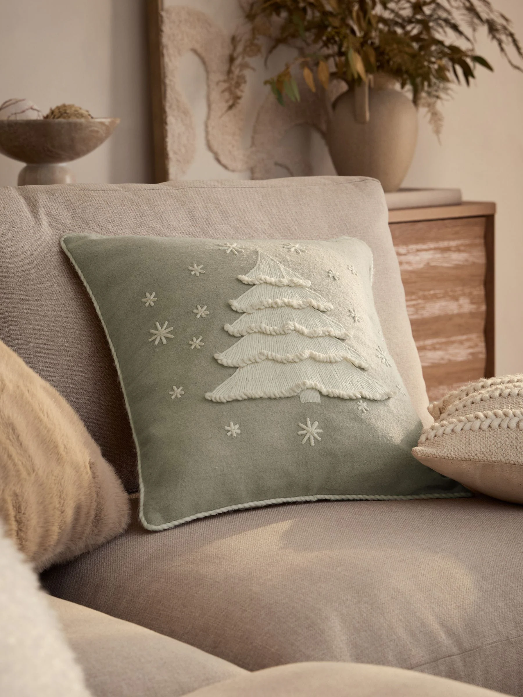 Geborduurd Kerstmisboom Kussentje