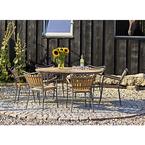 Kerteminde teak - nonwood havebord Ø150 cm, antracit stel