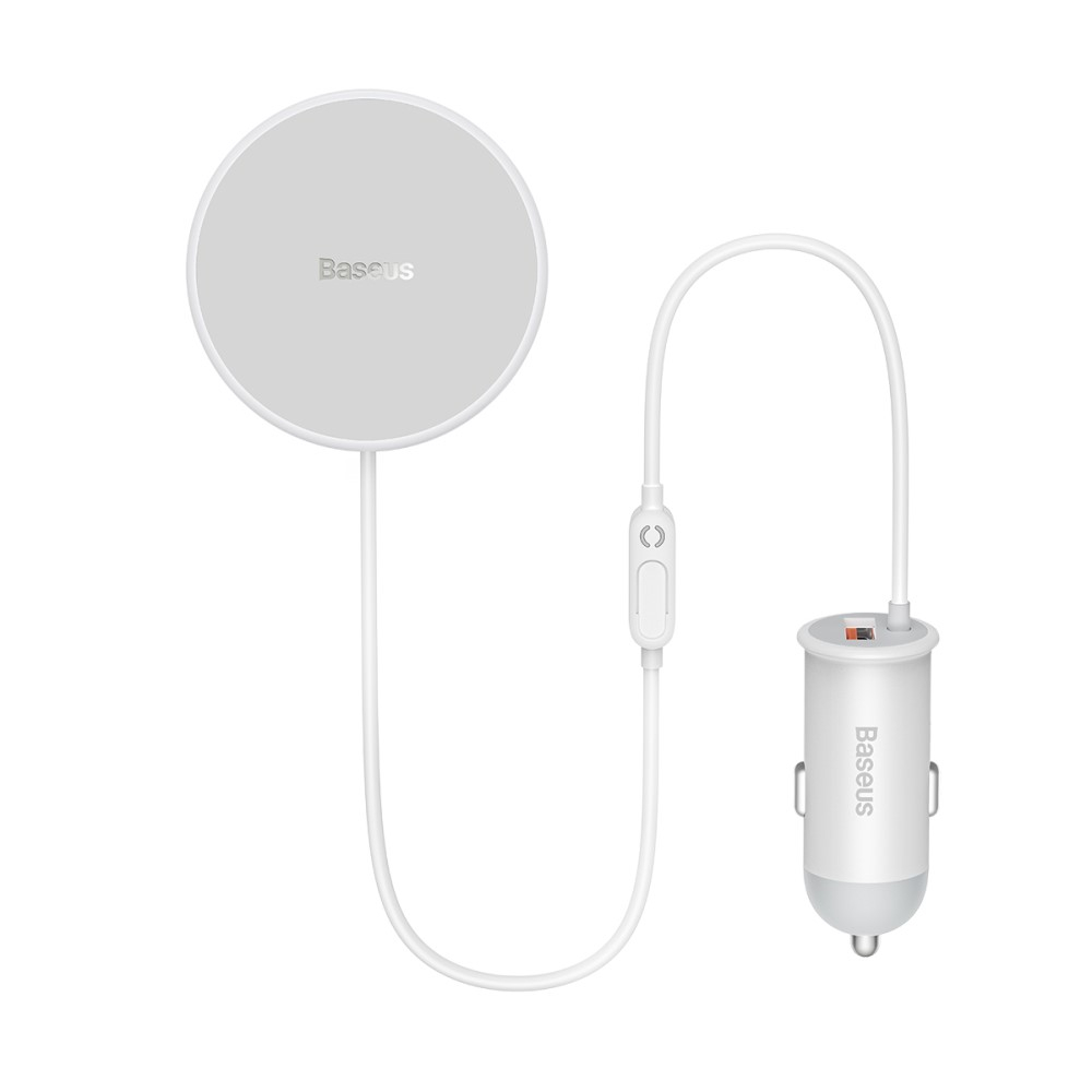 (40W) Magnetische Qi Wireless USB A Auto KFZ Smartphone Halterung Ladegerät für Lüftungsgitter - Weiss