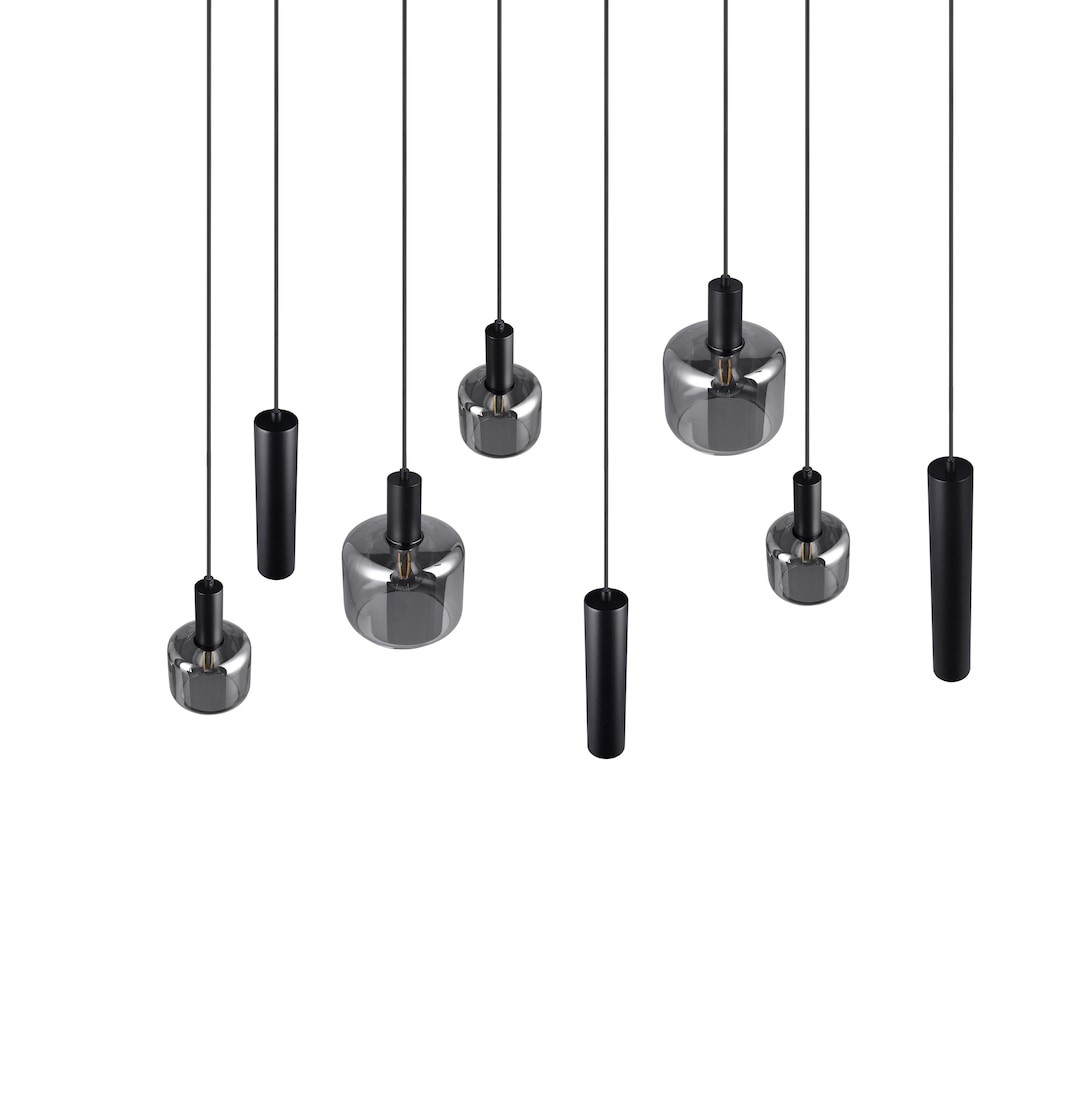 TRIO Retrofit Balkenpendel MATARO 8-flg schwarz /smoke