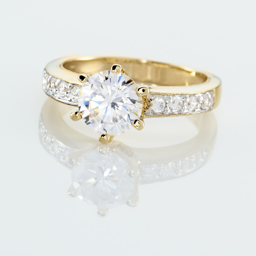 Bague Solitaire Stevie Plaqué Or Jaune Oxyde De Zirconium