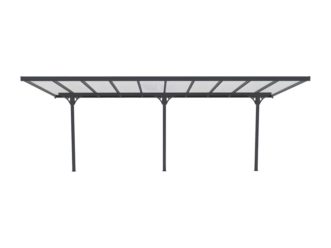 Carport pergola adossé en aluminium 18,8 m² anthracite - ALVARO