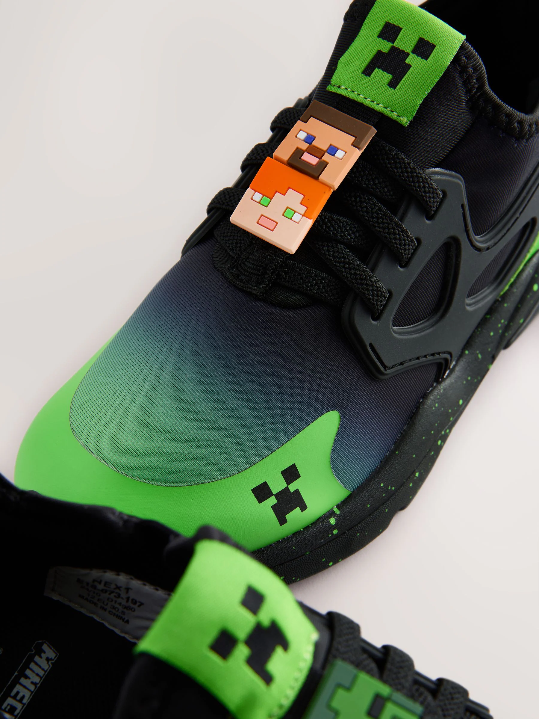 Zwart - Minecraft sneakers met elastische veters