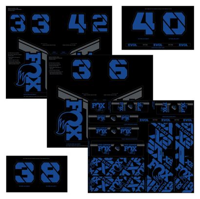 Kit Stickers Fox Racing Shox Fourche et Amortisseur Bleu