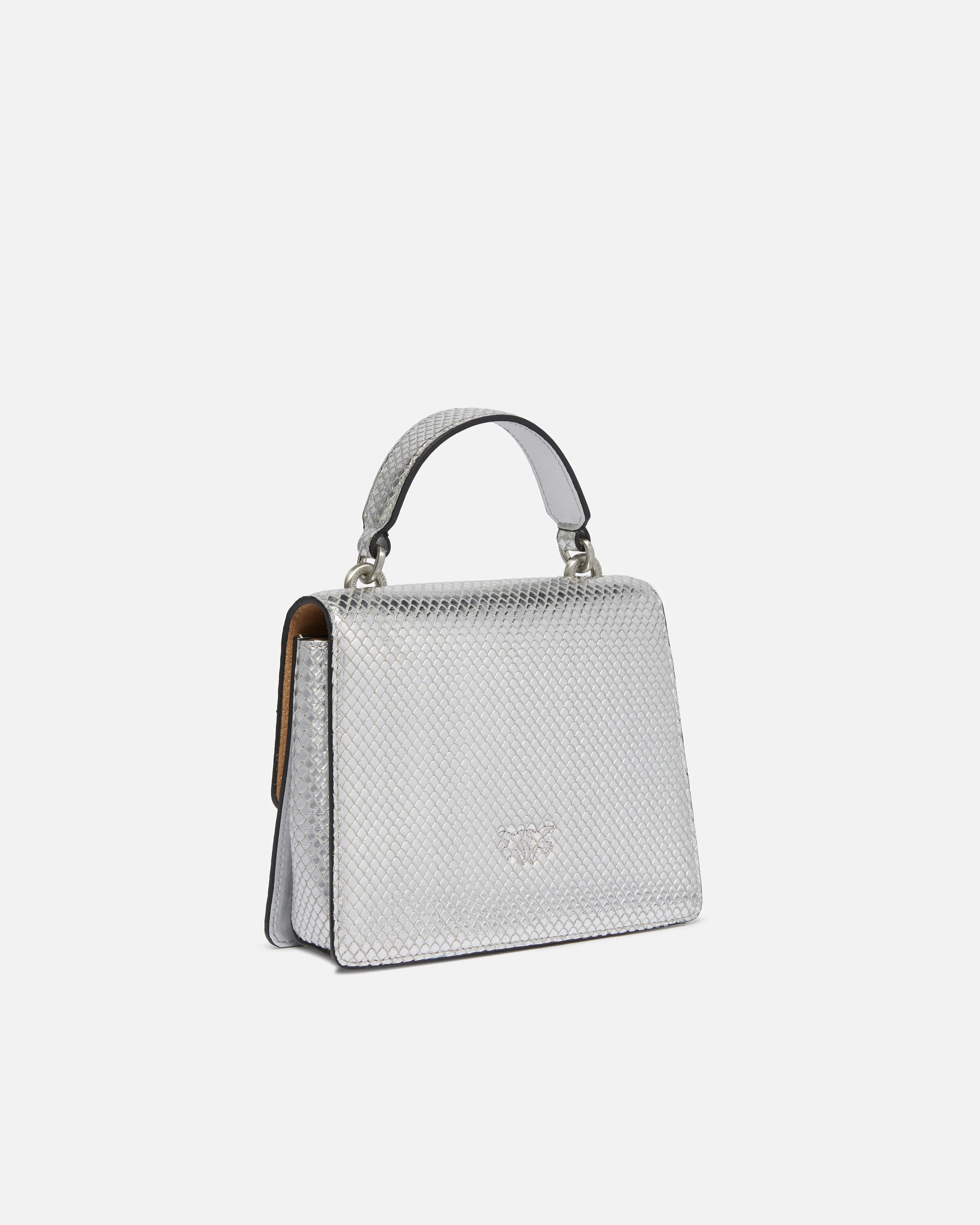 Petit sac à main lamé à bandoulière mini love bag | Argent