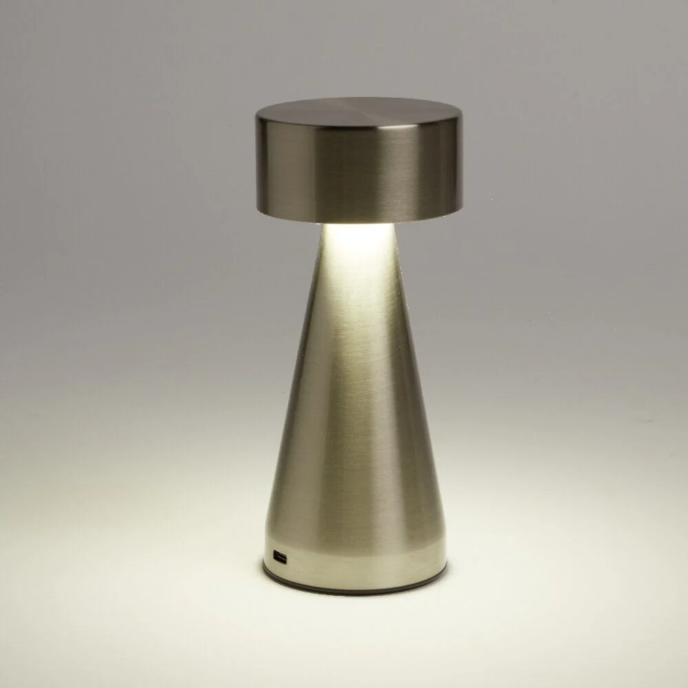 Lampe de table Squari USB tactile gris argenté Ø9,5xH22,5cm