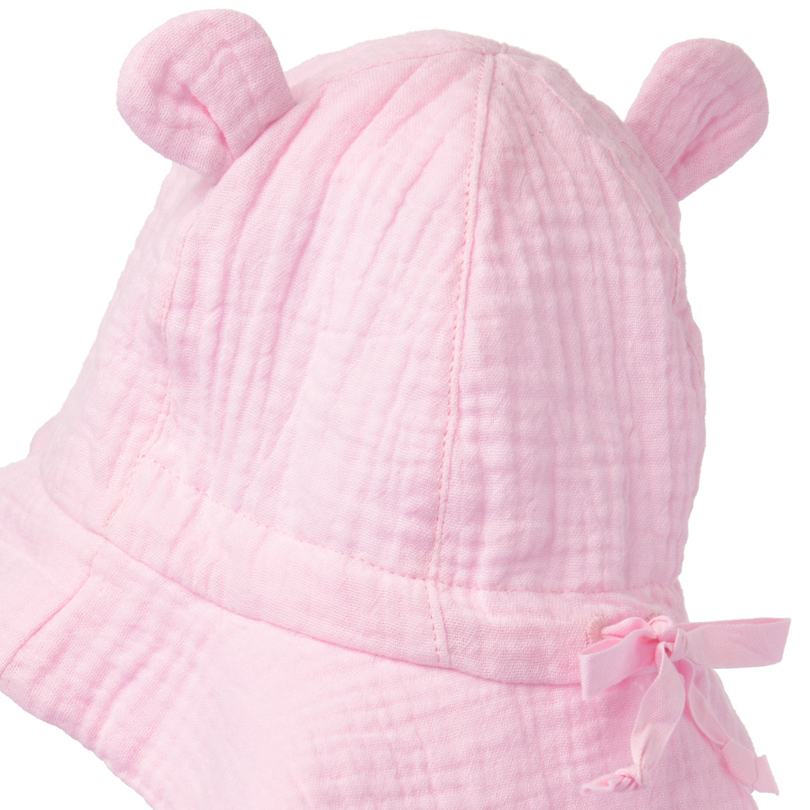 Topomini Baby Musselin-Mütze mit Öhrchen-Applikation rosa