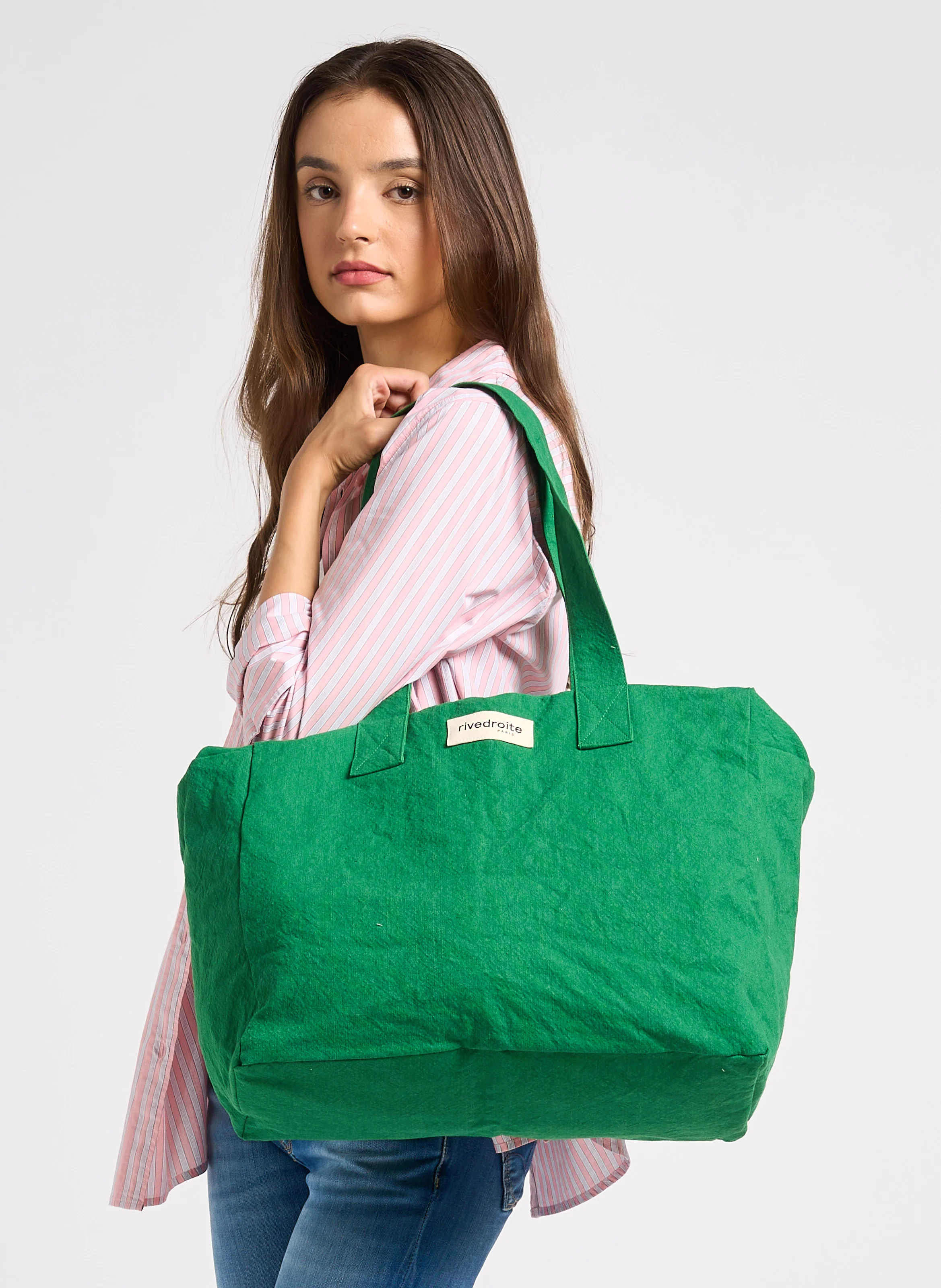 CELESTIN - Sac cabas imprimé en coton recyclé mélangé | Vert