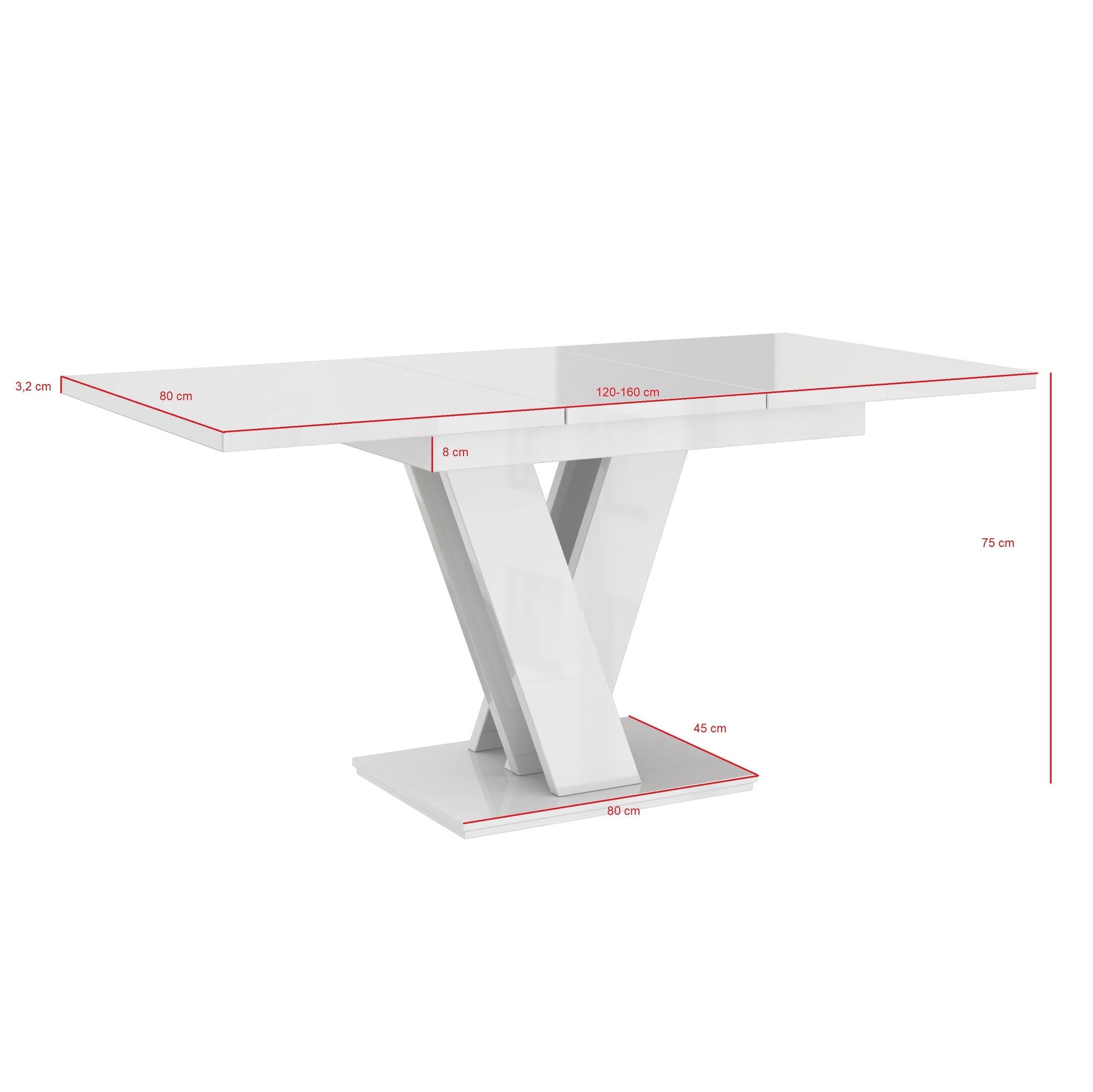 Moris - Eetkamertafel - Wit - 120x80x75 cm