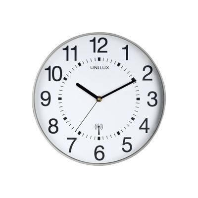 Unilux - Horloge Wave - mécanisme radio pilotée - 30 cm - gris métal