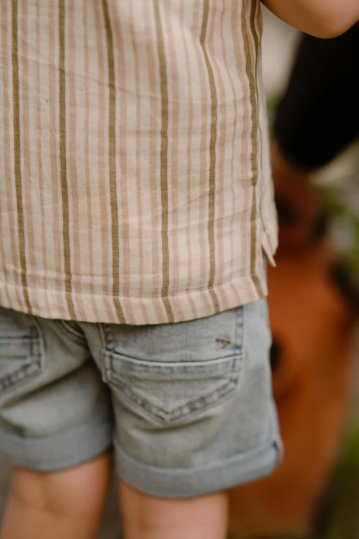 DAILY7 zand daily7 casual overhemd shirt shortsleeve stripe